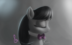 Size: 1440x900 | Tagged: safe, artist:grissaecrim, octavia melody, earth pony, pony, g4, bust, clip studio paint, eyes closed, female, gradient background, mare, portrait, solo