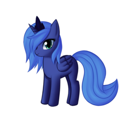 Size: 750x750 | Tagged: safe, artist:mewball, princess luna, alicorn, pony, g4, cute, female, filly, foal, hair over one eye, simple background, solo, transparent background, woona