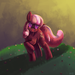Size: 799x798 | Tagged: safe, artist:mewball, cheerilee, earth pony, pony, g4, blushing, female, hypnosis, love poison, mare, solo