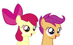 Size: 940x582 | Tagged: safe, artist:smlahyee, apple bloom, scootaloo, earth pony, pegasus, pony, g4, hearts and hooves day (episode), season 2, adorabloom, animated, bow, cute, cutealoo, dancing, duo, duo female, female, filly, gif, headbob, hypnotic, long neck, simple background, smiling, the perfect stallion, transparent background