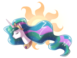 Size: 900x672 | Tagged: dead source, safe, artist:xnightmelody, princess celestia, alicorn, pony, g4, adobe imageready, bust, cutie mark background, eyes closed, female, mare, portrait, profile, simple background, solo, sun, transparent background