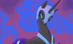 Size: 600x360 | Tagged: safe, artist:karnella, nightmare moon, alicorn, pony, g4, female, head tilt, mare, solo