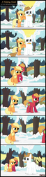 Size: 1367x5154 | Tagged: safe, artist:toxic-mario, applejack, big macintosh, earth pony, pony, g4, brother and sister, colt, comic, duo, female, filly, foal, male, photoshop, siblings, snow, snowman, younger