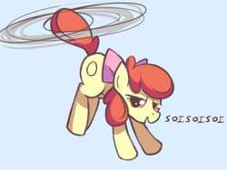 Size: 576x432 | Tagged: safe, artist:karzahnii, apple bloom, earth pony, pony, g4, the cutie pox, applecopter, female, filly, loop-de-hoop, microsoft sam, roflcopter, simple background, solo, tailcopter