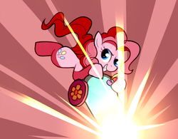 Size: 1024x800 | Tagged: safe, artist:karzahnii, pinkie pie, earth pony, pony, g4, cannon, female, glowing, mare, partillery, party cannon, solo