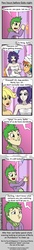 Size: 520x3770 | Tagged: dead source, safe, artist:glancojusticar, applejack, rainbow dash, rarity, spike, human, the best night ever, comic, crying, female, human spike, humanized, male, megasweet, parody, photoshop, take that, towel, we don't normally wear clothes