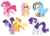 Size: 2338x1700 | Tagged: safe, artist:glancojusticar, applejack, fluttershy, pinkie pie, rainbow dash, rarity, twilight sparkle, earth pony, pegasus, pony, unicorn, g4, butt crush, crash, female, mane six, mare, photoshop, simple background, transparent background, unicorn twilight