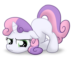 Size: 1360x1120 | Tagged: safe, artist:glancojusticar, sweetie belle, pony, unicorn, g4, adobe imageready, face down ass up, female, filly, photoshop, scootie belle, simple background, solo, transparent background
