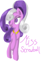 Size: 758x1053 | Tagged: dead source, safe, artist:artsygum, screwball, earth pony, pony, g4, female, mare, raised hoof, scrunchy face, simple background, solo, swirly eyes, white background