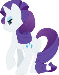 Size: 450x569 | Tagged: safe, artist:jessy, rarity, pony, unicorn, g4, butt, female, mare, plot, rearity, simple background, solo, transparent background, unamused