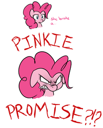 Size: 2000x2488 | Tagged: safe, artist:jessy, pinkie pie, earth pony, pony, g4, the last roundup, angry, female, floppy ears, high res, implied applejack, mare, pinkie promise, rage, simple background, solo, white background
