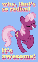 Size: 3600x5824 | Tagged: safe, artist:tygerbug, cheerilee, earth pony, pony, g4, 80s, 80s cheerilee, caption, eyes closed, female, mare, photoshop, radical, solo