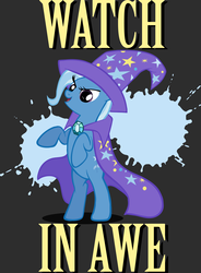 Size: 2938x4000 | Tagged: safe, artist:tygerbug, trixie, pony, unicorn, g4, female, mare, photoshop, poster, rearing, solo