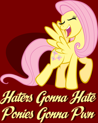 Size: 3184x4000 | Tagged: safe, artist:maximillianveers, artist:tygerbug, fluttershy, pegasus, pony, g4, eyes closed, female, haters gonna hate, mare, meme, photoshop, poster, singing, solo, vector