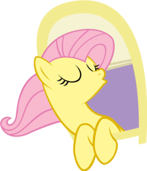 Size: 4333x5038 | Tagged: safe, artist:yenshin, fluttershy, pegasus, pony, g4, absurd resolution, eyes closed, female, gimp, mare, simple background, solo, window, woohoo