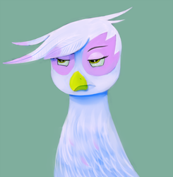 Size: 979x1000 | Tagged: safe, artist:sb, gilda, griffon, g4, bust, female, portrait, simple background, solo, unimpressed