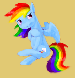 Size: 1000x1045 | Tagged: safe, artist:sb, rainbow dash, pegasus, pony, g4, female, mare, simple background, smiling, solo