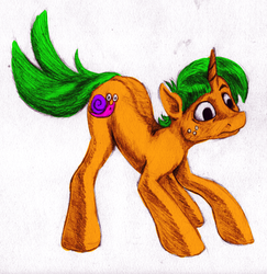 Size: 1338x1378 | Tagged: safe, artist:sb, snails, pony, unicorn, g4, colt, male, paint tool sai, simple background, solo