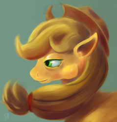 Size: 1431x1500 | Tagged: safe, artist:sb, applejack, earth pony, pony, g4, bust, female, mare, portrait, profile, solo