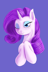 Size: 998x1500 | Tagged: safe, artist:sb, rarity, pony, unicorn, g4, bust, female, mare, portrait, simple background, solo, wink
