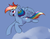 Size: 1000x773 | Tagged: safe, artist:sb, rainbow dash, pegasus, pony, g4, cloud, female, flying, mare, solo