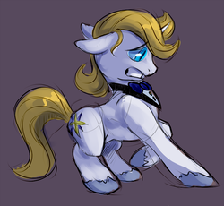 Size: 750x690 | Tagged: safe, artist:sb, prince blueblood, pony, unicorn, g4, backing away, floppy ears, male, simple background, solo, stallion, surprised
