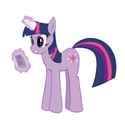 Size: 690x665 | Tagged: safe, artist:uc77, twilight sparkle, pony, unicorn, g4, female, game boy, glowing horn, horn, magic, mare, photoshop, simple background, solo, telekinesis, transparent background, unicorn twilight
