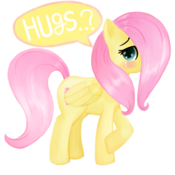 Size: 2100x2100 | Tagged: dead source, safe, artist:jesrartes, fluttershy, pegasus, pony, g4, blushing, crossed hooves, female, hair over one eye, high res, hug, hug request, mare, simple background, solo, stupid sexy fluttershy, transparent background