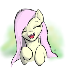 Size: 1400x1400 | Tagged: safe, artist:zlack3r, fluttershy, pegasus, pony, g4, female, happy, laughing, mare, solo