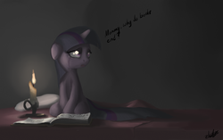 Size: 1029x648 | Tagged: safe, artist:zlack3r, twilight sparkle, pony, unicorn, g4, adorkable, bed, blanket, book, candle, crying, cute, dork, female, filly, filly twilight sparkle, floppy ears, gimp, hnnng, pillow, sad, sad in hindsight, sadorable, sheet, sitting, solo, twiabetes, unicorn twilight