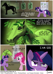 Size: 1200x1684 | Tagged: safe, artist:gsphere, pinkie pie, twilight sparkle, earth pony, horse, pony, unicorn, g4, comic, female, mad scientist, mare, photoshop, science, troll physics, tyrant sparkle, unicorn twilight