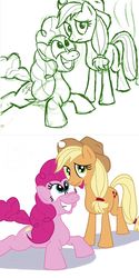 Size: 1000x2000 | Tagged: safe, artist:gsphere, applejack, pinkie pie, earth pony, pony, g4, female, lesbian, mare, ship:applepie, shipping, simple background