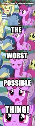 Size: 500x1785 | Tagged: safe, edit, edited screencap, screencap, amethyst star, berry punch, berryshine, blues, daisy, flim, flower wishes, minuette, noteworthy, parasol, sparkler, earth pony, pony, unicorn, g4, season 2, the super speedy cider squeezy 6000, alcohol, apple, apple tree, bowtie, cider, clothes, comic, female, food, frown, hub logo, image macro, male, mare, meme, shirt, stallion, tenso, that pony sure does love alcohol, that pony sure does love cider, the worst possible thing, tree