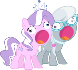 Size: 5555x5000 | Tagged: safe, artist:the smiling pony, diamond tiara, silver spoon, earth pony, pony, g4, absurd resolution, duo, duo female, faic, female, filly, inkscape, open mouth, simple background, sweetie derelle, transparent background, vector