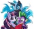 Size: 676x581 | Tagged: dead source, safe, artist:aurora-chiaro, nightmare moon, spike, twilight sparkle, alicorn, dragon, pony, unicorn, g4, book, female, male, mare, photoshop, simple background, trio, white background