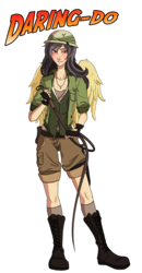 Size: 1092x2094 | Tagged: dead source, safe, artist:the-orator, daring do, human, g4, boots, clothes, female, hat, humanized, photoshop, pith helmet, shoes, shorts, simple background, socks, solo, tomboy, transparent background, whip, winged humanization