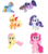 Size: 3080x3465 | Tagged: dead source, safe, artist:grumblepluck, applejack, fluttershy, pinkie pie, rainbow dash, rarity, smarty pants, twilight sparkle, earth pony, pegasus, pony, unicorn, g4, apple, bow, clothes, cute, dress, female, filly, floppy ears, goggles, hair bow, high res, juice box, mane six, simple background, tongue out, transparent background, unicorn twilight