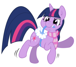 Size: 1173x1038 | Tagged: dead source, safe, artist:grumblepluck, twilight sparkle, pony, unicorn, g4, winter wrap up, clothes, female, mare, mouth hold, saddle, scarf, simple background, solo, transparent background, unicorn twilight