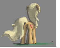 Size: 960x768 | Tagged: dead source, safe, artist:zlack3r, applejack, earth pony, pony, g4, butt, female, loose hair, mare, plot, rear view, simple background, sketch, solo