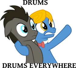 Size: 4517x4048 | Tagged: safe, artist:peora, doctor whooves, perfect pace, time turner, earth pony, pony, ask discorded whooves, ask the master, g4, absurd resolution, discord whooves, doctor who, drums, drums everywhere, inkscape, male, meme, simple background, stallion, the doctor, the master, transparent background, vector, x x everywhere