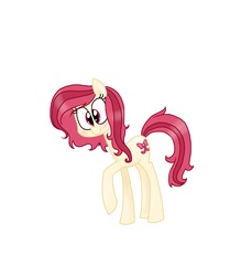 Size: 1600x1830 | Tagged: safe, artist:mcnuggyy, ribbon heart, earth pony, pony, g4, blushing, female, mare, raised hoof, simple background, smiling, solo, white background