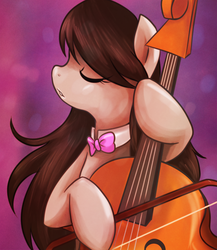 Size: 700x806 | Tagged: safe, artist:monochromaticbay, octavia melody, earth pony, pony, g4, bow (instrument), cello, eyes closed, female, mare, musical instrument, solo