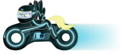 Size: 5165x2322 | Tagged: safe, artist:smashinator, derpy hooves, pegasus, pony, g4, crossover, female, high res, lightcycle, mare, simple background, solo, spread wings, transparent background, tron, wallpaper, wings