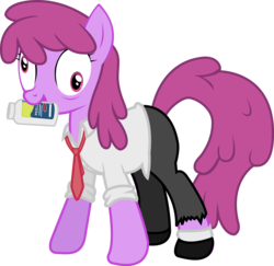 Size: 1726x1678 | Tagged: safe, artist:smashinator, berry punch, berryshine, earth pony, pony, g4, clothes, crossover, derp, female, left 4 dead, louis, mare, mouth hold, pills, pills here, simple background, solo, transparent background