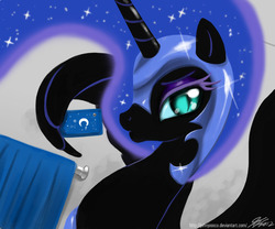 Size: 1000x833 | Tagged: safe, artist:johnjoseco, nightmare moon, alicorn, pony, cellphone, duckface, female, mare, phone, selfie, smartphone, solo, wing hands