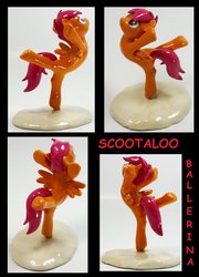 Size: 900x1249 | Tagged: safe, artist:bulldogs29, scootaloo, pegasus, pony, g4, dancing, female, filly, irl, photo, sculpture, solo