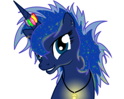 Size: 1000x800 | Tagged: safe, artist:silfoe, princess luna, alicorn, pony, g4, alternate hairstyle, bust, ear piercing, earring, female, glowstick, horn, horn ring, jewelry, looking at you, mare, piercing, portrait, simple background, solo, transparent background