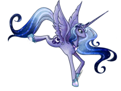 Size: 1024x768 | Tagged: safe, artist:ladyamaltea, princess luna, alicorn, pony, g4, female, flying, horn, long horn, mare, simple background, solo, transparent background, ultimate luna