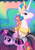 Size: 720x1024 | Tagged: dead source, safe, artist:loyaldis, discord, princess celestia, twilight sparkle, draconequus, pony, unicorn, g4, my little pony: friendship is magic, the return of harmony, angry, big crown thingy, bust, crying, crylight sparkle, discorded, discorded twilight, element of harmony, element of magic, female, floppy ears, mare, sad, unicorn twilight