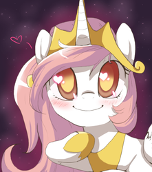 Size: 600x680 | Tagged: dead source, safe, artist:loyaldis, princess celestia, alicorn, pony, g4, blushing, cute, cutelestia, female, filly, heart eyes, lying, mare, pink-mane celestia, raised hoof, smiling, solo, wingding eyes, younger